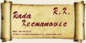 Rada Kecmanović vizit kartica